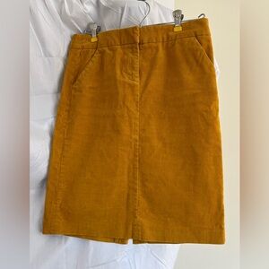 J. Crew Tan Mustard Yellow Corduroy Pencil Skirt Size 2 Academia Sexy Librarian